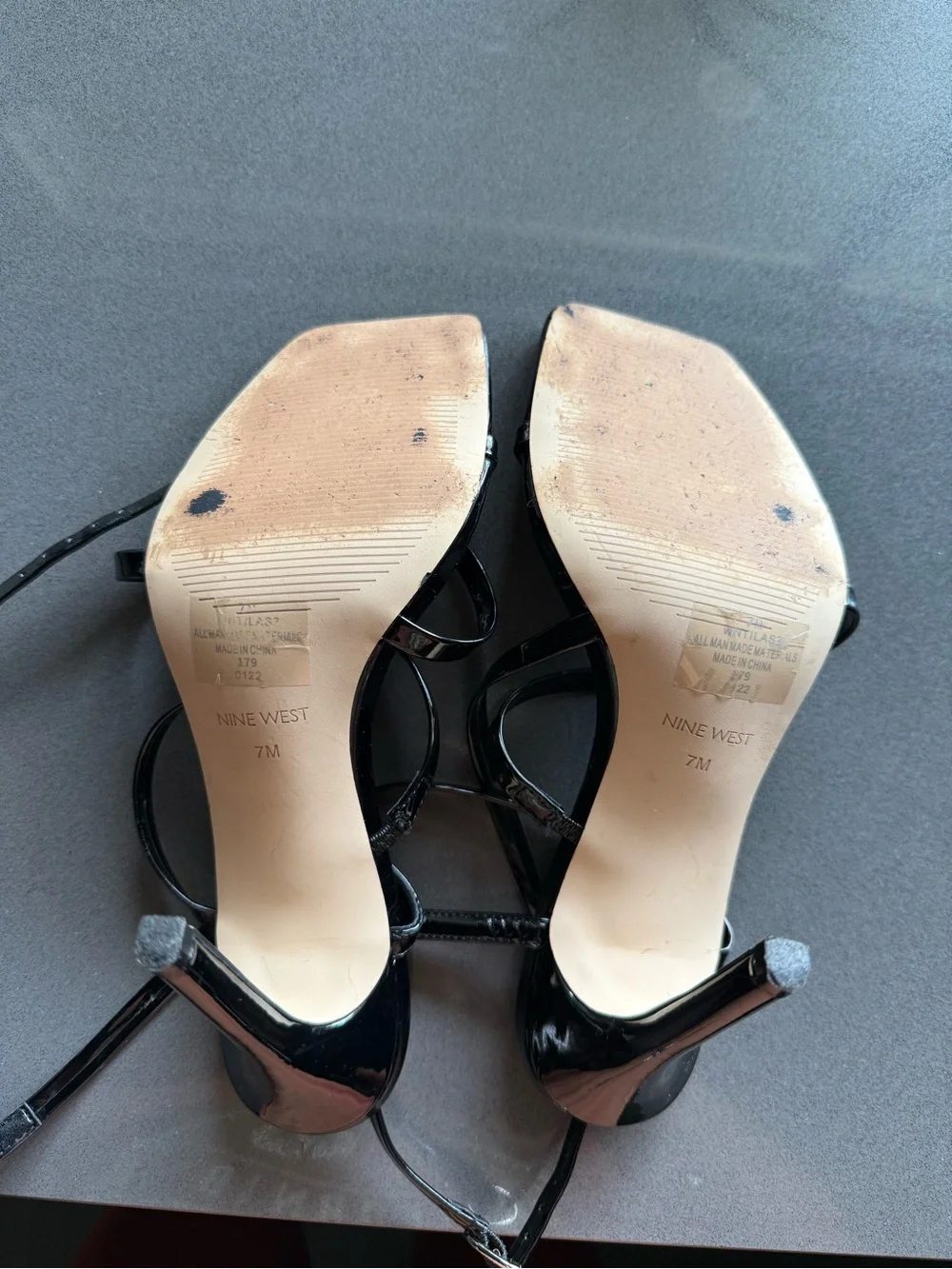 Nine West Black Strappy Square-Toe Heeled Sandals women's size US 7